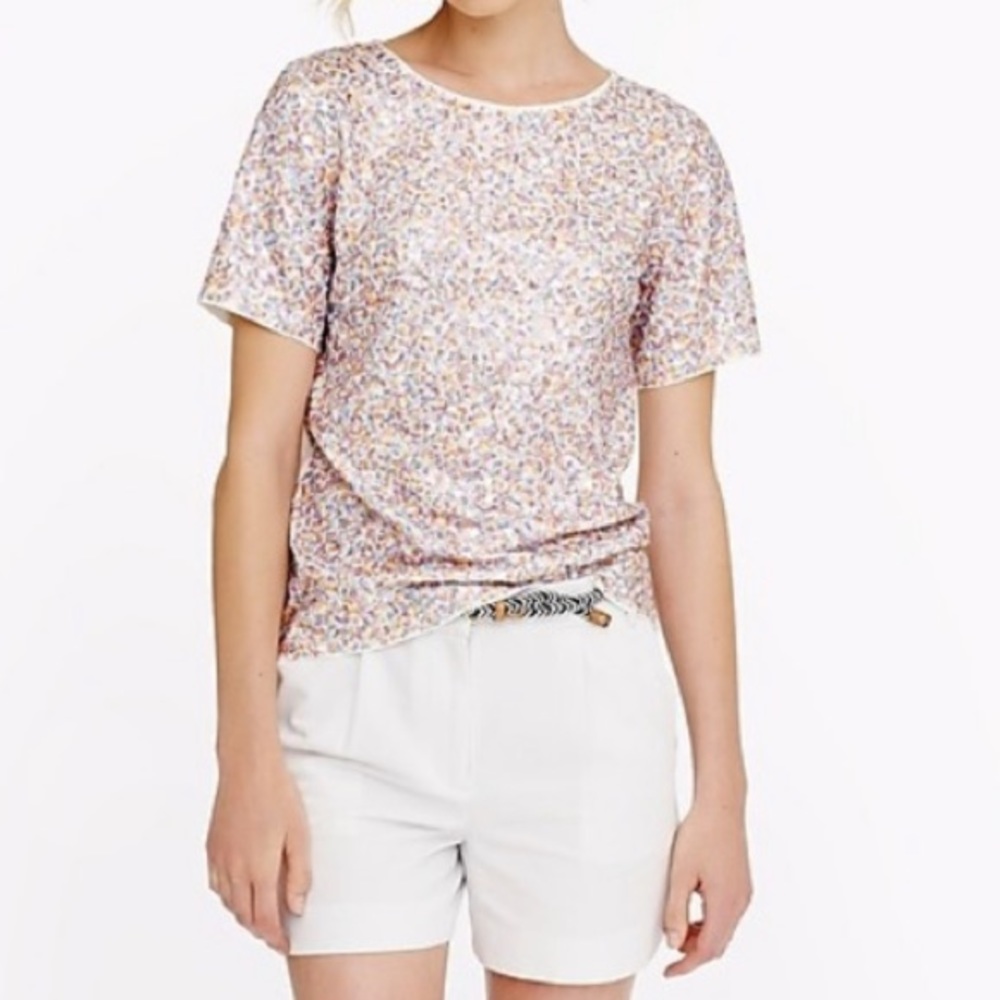 J. Crew Sequined Short Sleeve Tee - Picture 6 of 8